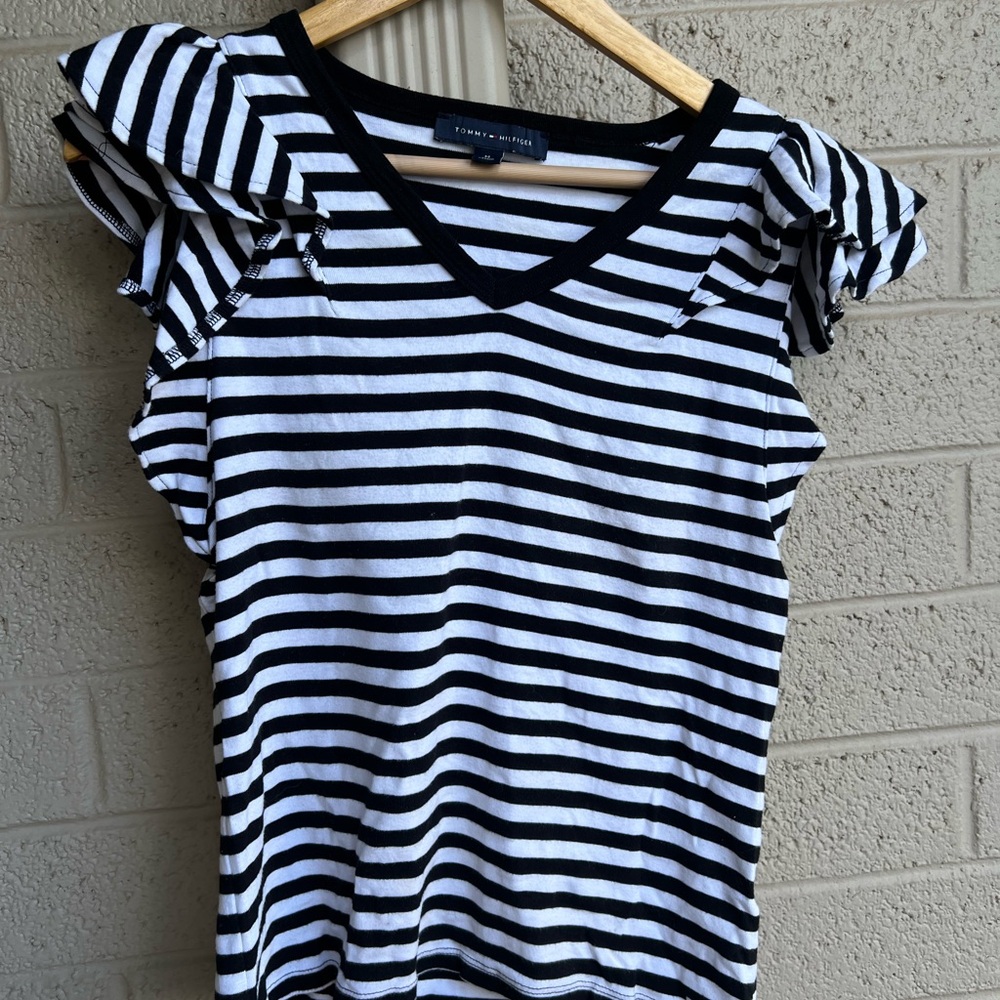 Tommy Hilfiger Black and White Striped Blouse
